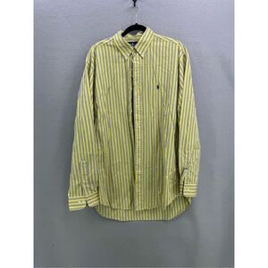 Ralph Lauren Mens Yellow Striped Classic Fit Long Sleeve Button Down Shirt XL